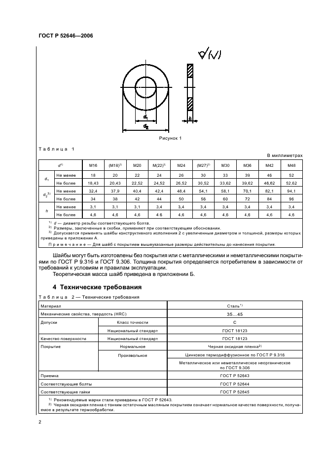 ГОСТ Р 52646-2006 Шайбы к высокопрочным болтам для металлических конструкций. Технические условия (фото 6 из 12)