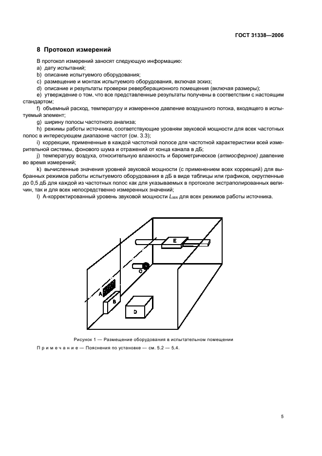 ГОСТ 31338-2006 Акустика. Определение уровней звуковой мощности воздухораспределительного оборудования, демпферов и клапанов в реверберационном помещении (фото 9 из 16)