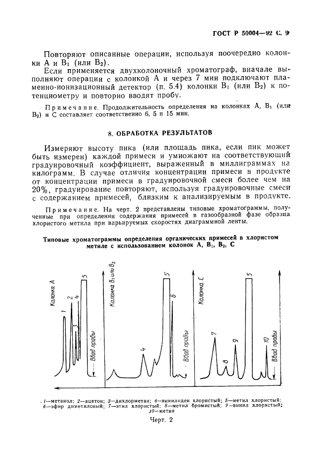 ГОСТ Р 50004-92 Метил хлористый технический. Определение примесей. Газохроматографические методы (фото 10 из 12)