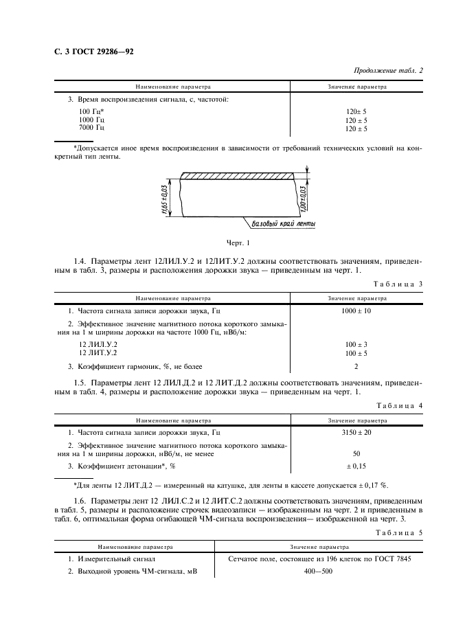 ГОСТ 29286-92 Ленты магнитные измерительные для бытовых видеомагнитофонов. Общие технические условия (фото 4 из 28)