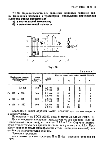 ГОСТ 18065-91 Станки зубофрезерные горизонтальные для цилиндрических колес. Основные параметры и размеры. Нормы точности (фото 16 из 30)