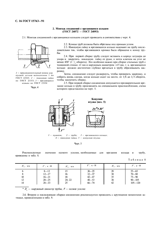 ГОСТ 15763-91 Соединения трубопроводов резьбовые на Ру до 63 МПа (до около 630 кгс/см кв.). Общие технические условия (фото 17 из 23)