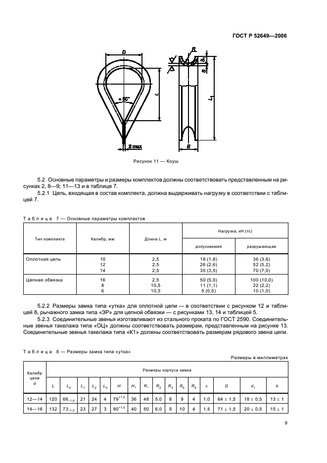 ГОСТ Р 52649-2006 Такелаж из стальных канатов для лесосплава типов “КФ” и “КР”. Общие технические условия (фото 11 из 16)