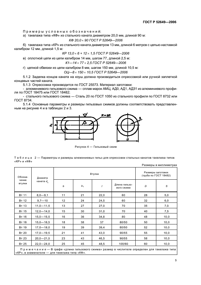 ГОСТ Р 52649-2006 Такелаж из стальных канатов для лесосплава типов “КФ” и “КР”. Общие технические условия (фото 7 из 16)