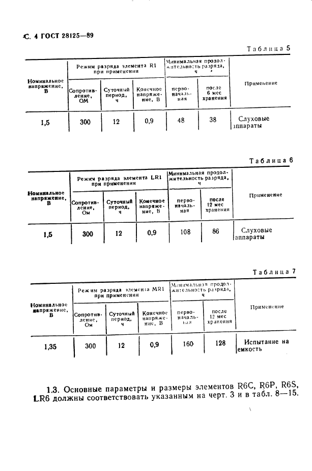 ГОСТ 28125-89 Элементы и батареи первичные. Основные параметры и размеры (фото 5 из 82)
