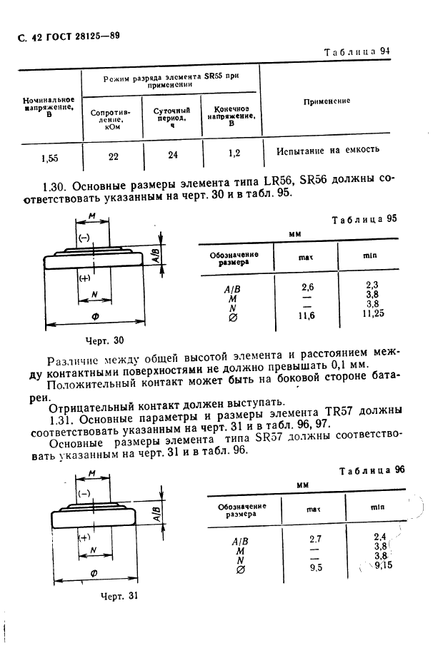 ГОСТ 28125-89 Элементы и батареи первичные. Основные параметры и размеры (фото 43 из 82)