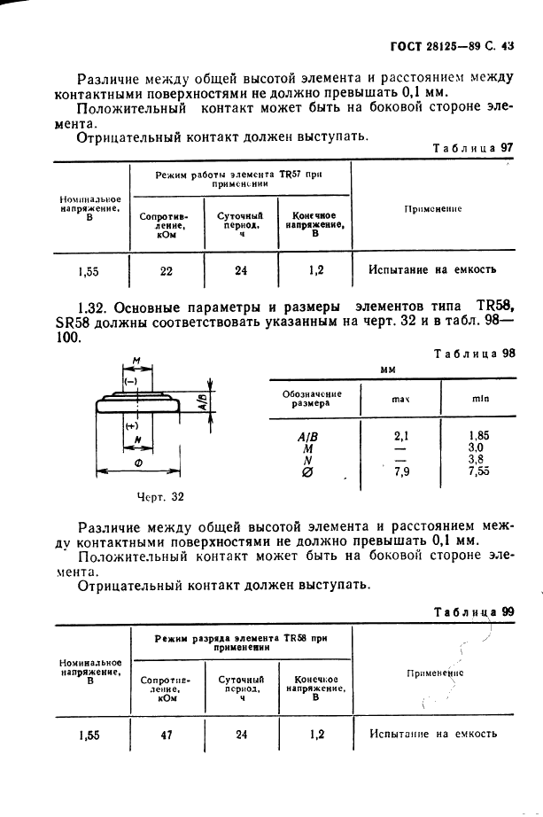 ГОСТ 28125-89 Элементы и батареи первичные. Основные параметры и размеры (фото 44 из 82)