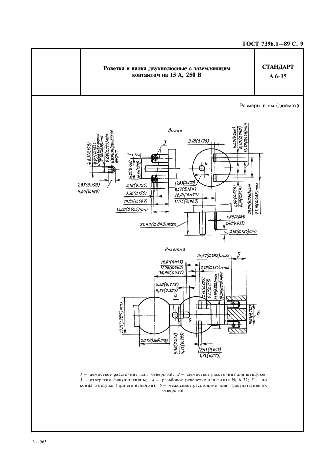 ГОСТ 7396.1-89 Соединители электрические штепсельные бытового и аналогичного назначения. Основные размеры (фото 10 из 33)