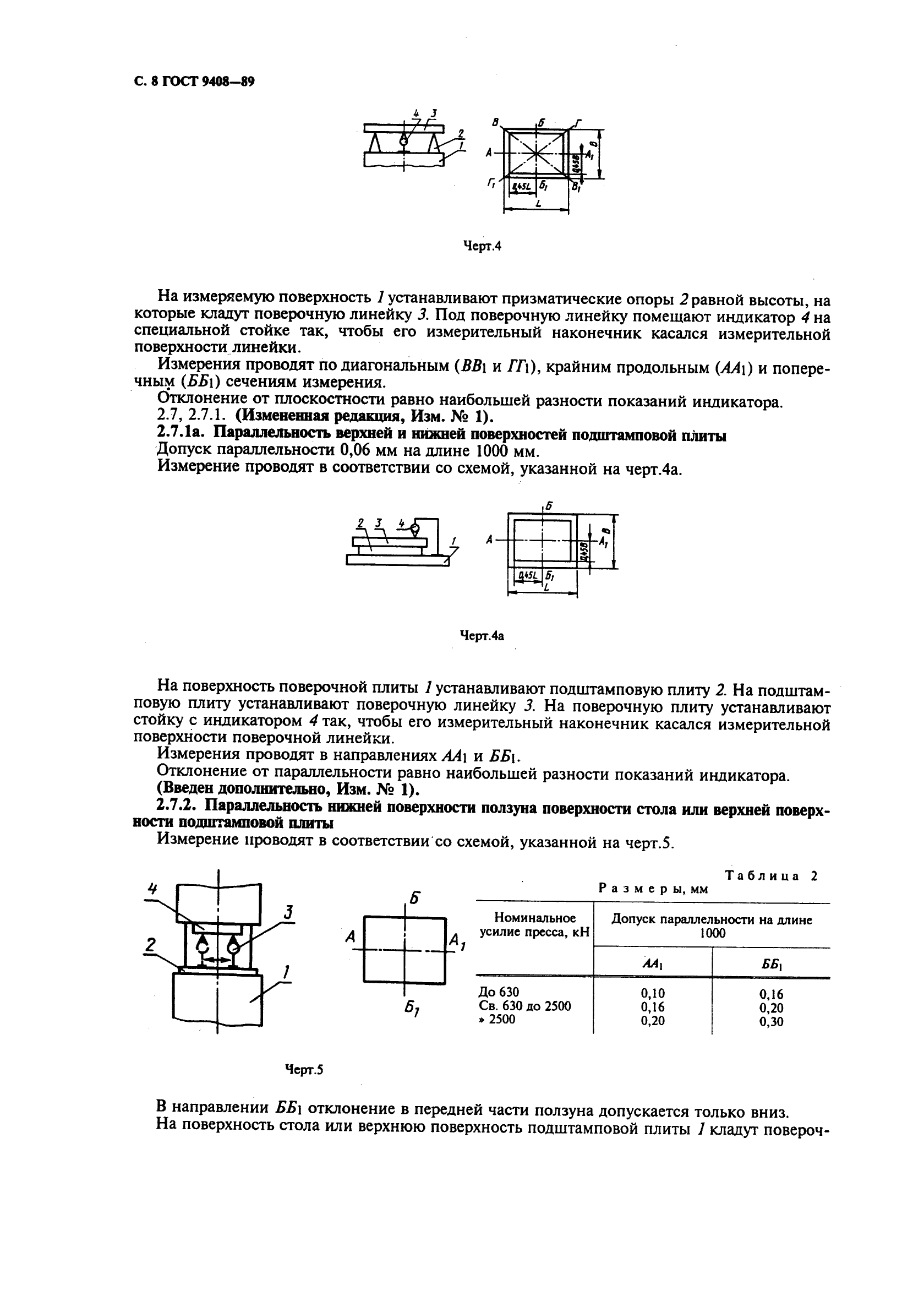 ГОСТ 9408-89 Прессы однокривошипные простого действия открытые. Параметры и размеры. Нормы точности (фото 9 из 14)