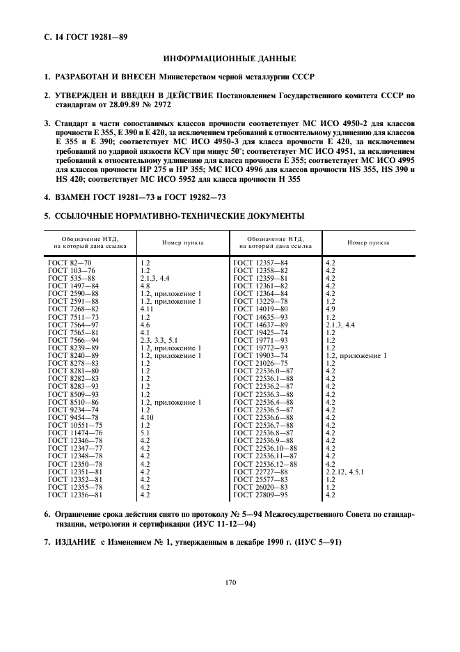 ГОСТ 19281-89 Прокат из стали повышенной прочности. Общие технические условия (фото 15 из 15)