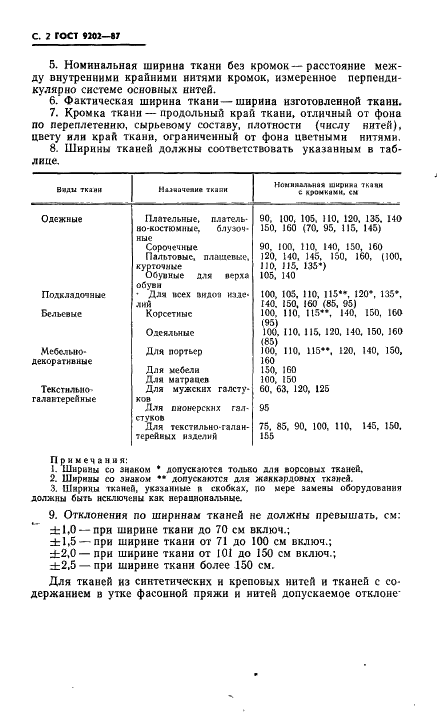 ГОСТ 9202-87 Ткани шелковые и полушелковые. Номинальные ширины (фото 3 из 9)