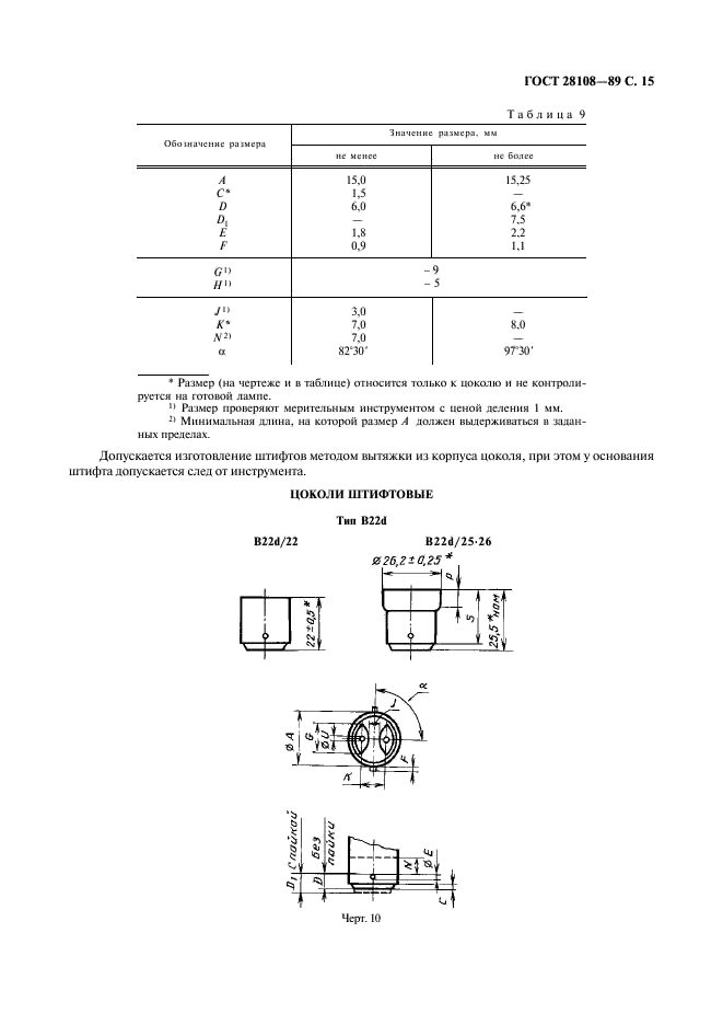 ГОСТ 28108-89 Цоколи для источников света. Типы, основные и присоединительные размеры, калибры (фото 16 из 108)