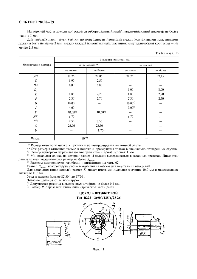 ГОСТ 28108-89 Цоколи для источников света. Типы, основные и присоединительные размеры, калибры (фото 17 из 108)