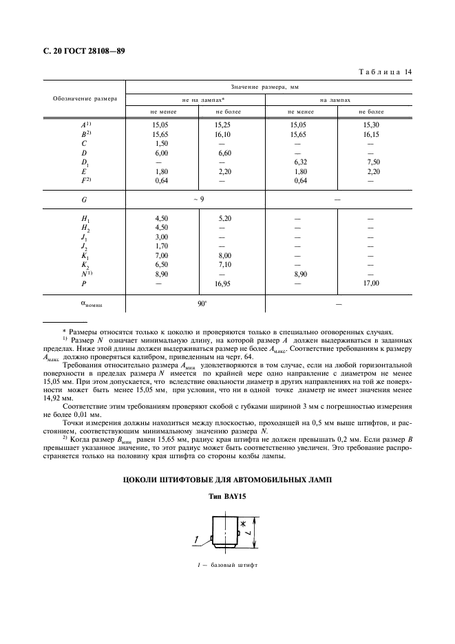 ГОСТ 28108-89 Цоколи для источников света. Типы, основные и присоединительные размеры, калибры (фото 21 из 108)