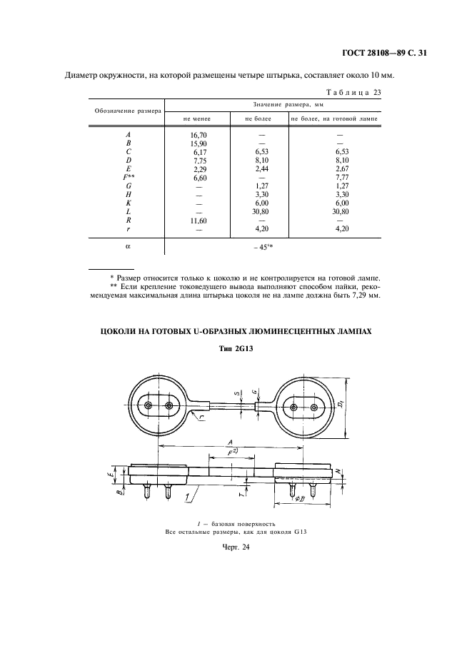 ГОСТ 28108-89 Цоколи для источников света. Типы, основные и присоединительные размеры, калибры (фото 32 из 108)