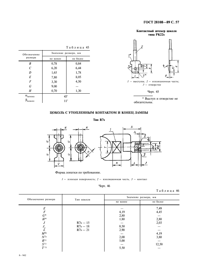 ГОСТ 28108-89 Цоколи для источников света. Типы, основные и присоединительные размеры, калибры (фото 58 из 108)