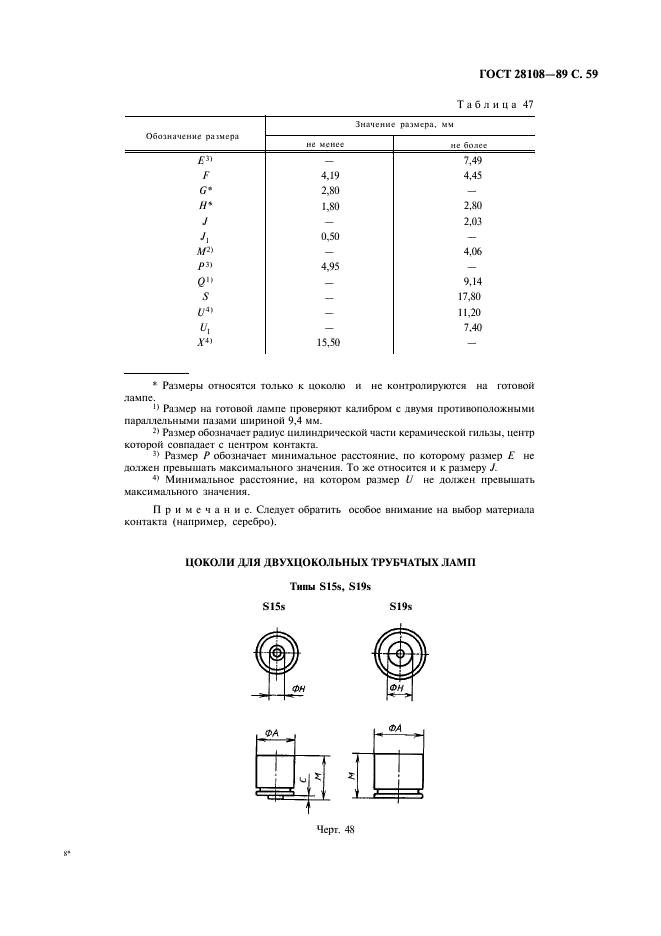ГОСТ 28108-89 Цоколи для источников света. Типы, основные и присоединительные размеры, калибры (фото 60 из 108)
