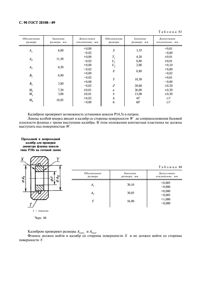 ГОСТ 28108-89 Цоколи для источников света. Типы, основные и присоединительные размеры, калибры (фото 91 из 108)