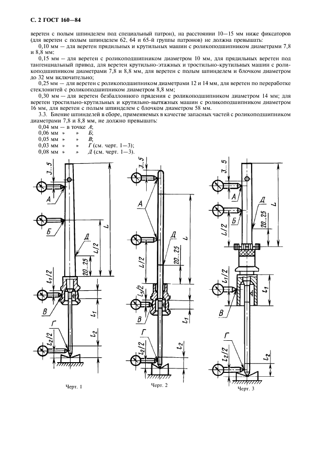 ГОСТ 160-84 Веретена прядильных и крутильных машин. Общие технические условия (фото 3 из 11)