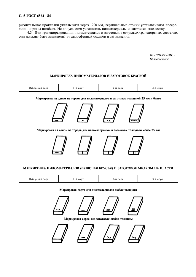 ГОСТ 6564-84 Пиломатериалы и заготовки. Правила приемки, методы контроля, маркировка и транспортирование (фото 6 из 8)