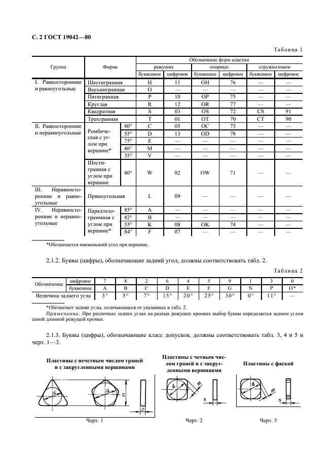 ГОСТ 19042-80 Пластины сменные многогранные. Классификация. Система обозначений. Формы (фото 3 из 19)