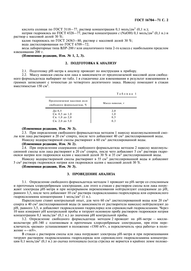 ГОСТ 16704-71 Смолы фенолоформальдегидные. Методы определения свободного формальдегида (фото 3 из 4)