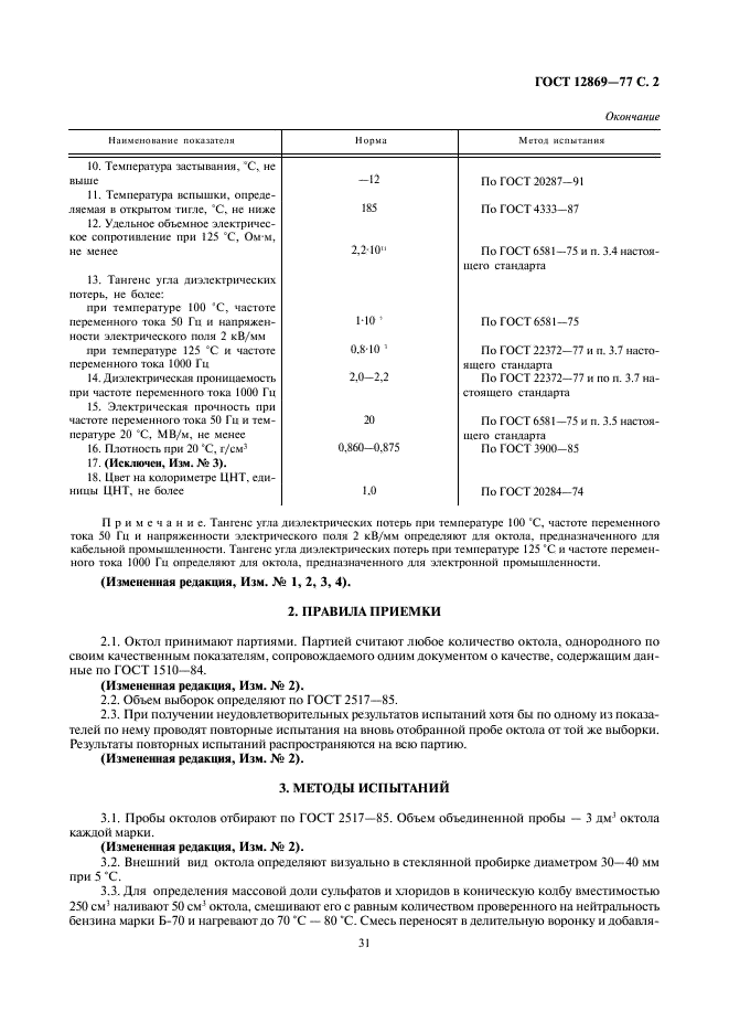 ГОСТ 12869-77 Жидкость электроизоляционная синтетическая октол. Технические условия (фото 2 из 3)