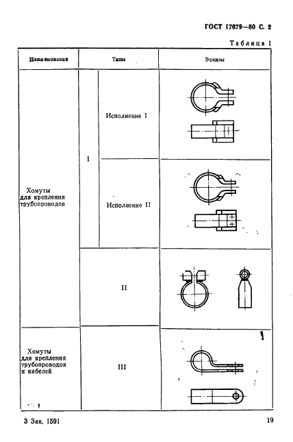 ГОСТ 17679-80 Хомуты облегченные для крепления трубопроводов и кабелей. Конструкция и размеры (фото 2 из 46)