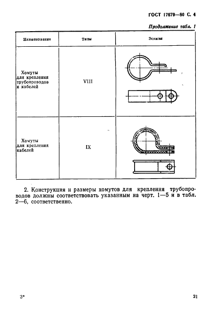 ГОСТ 17679-80 Хомуты облегченные для крепления трубопроводов и кабелей. Конструкция и размеры (фото 4 из 46)