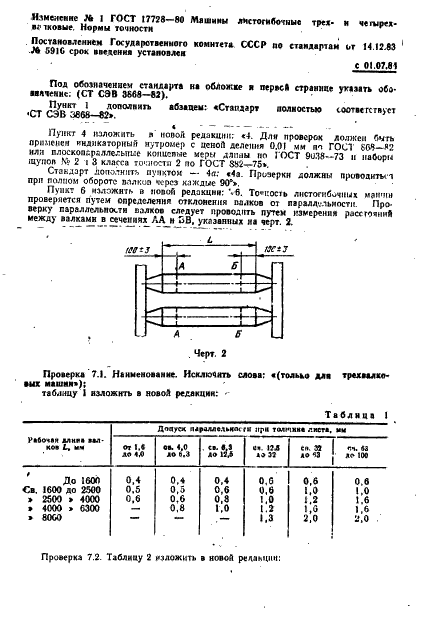 ГОСТ 17728-80 Машины листогибочные трех- и четырехвалковые. Нормы точности (фото 8 из 11)