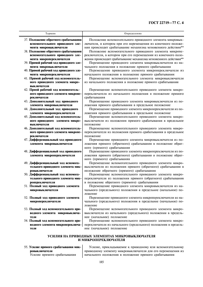 ГОСТ 22719-77 Микровыключатели и микропереключатели. Термины и определения (фото 4 из 7)