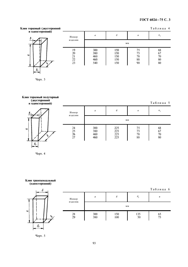 ГОСТ 6024-75 Изделия огнеупорные динасовые и шамотные для кладки мартеновских печей. Форма и размеры (фото 3 из 9)