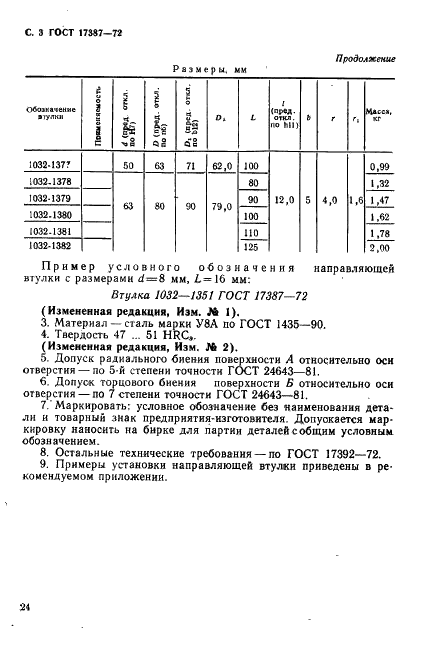 ГОСТ 17387-72 Втулки направляющие пресс-форм и форм для литья под давлением. Конструкция и размеры (фото 3 из 4)