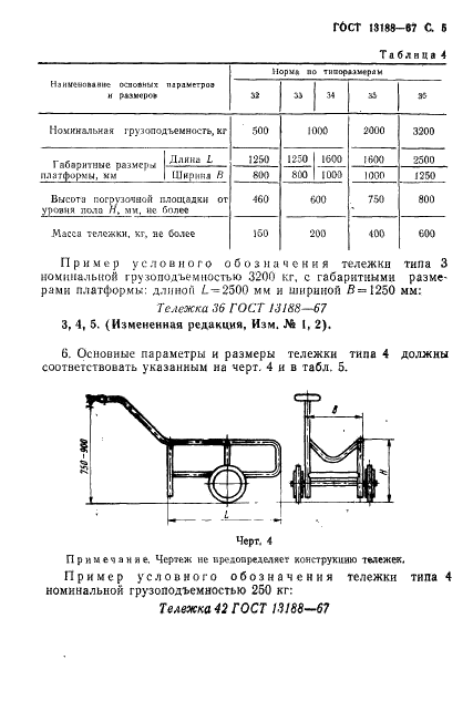 ГОСТ 13188-67 Тележки грузовые. Типы, основные параметры и размеры (фото 6 из 7)