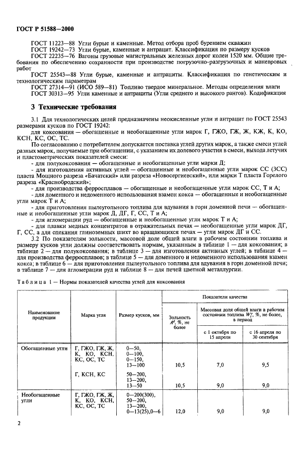 ГОСТ Р 51588-2000 Угли каменные и антрациты Кузнецкого и Горловского бассейнов для технических целей. Технические условия (фото 4 из 15)