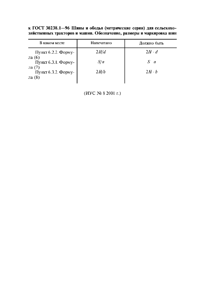 ГОСТ 30238.1-96 Шины и ободья (метрические серии) для сельскохозяйственных тракторов и машин. Обозначение, размеры и маркировка шин (фото 4 из 12)