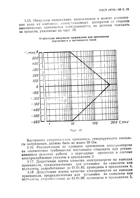 ГОСТ 19705-89 Системы электроснабжения самолетов и вертолетов. Общие требования и нормы качества электроэнергии (фото 22 из 47)