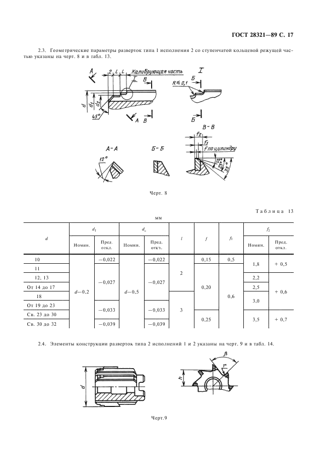 ГОСТ 28321-89 Развертки машинные, оснащенные твердосплавными напаиваемыми пластинами. Типы, параметры и размеры (фото 18 из 26)