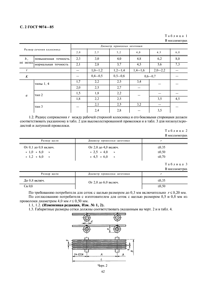ГОСТ 9074-85 Сетки щелевые на соединительных шпильках. Технические условия (фото 2 из 12)