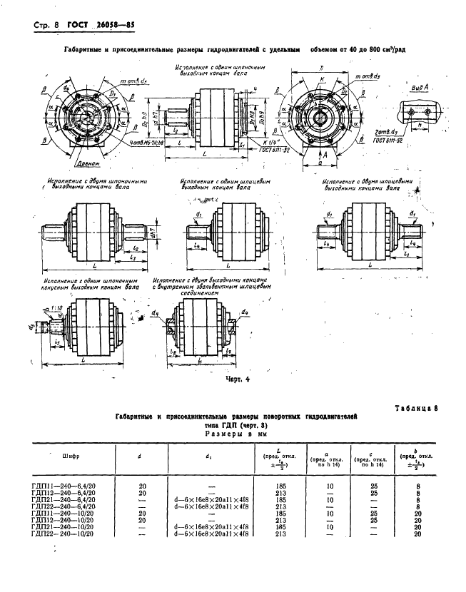 ГОСТ 26058-85 Роботы промышленные. Гидродвигатели исполнительных устройств. Типы, основные параметры и присоединительные размеры (фото 10 из 19)