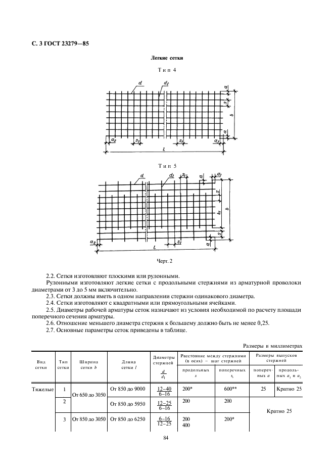 ГОСТ 23279-85 Сетки арматурные сварные для железобетонных конструкций и изделий. Общие технические условия (фото 3 из 8)