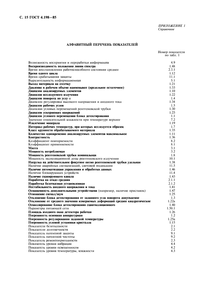 ГОСТ 4.198-85 Система показателей качества продукции. Аппараты рентгеновские аналитические. Номенклатура показателей (фото 16 из 20)
