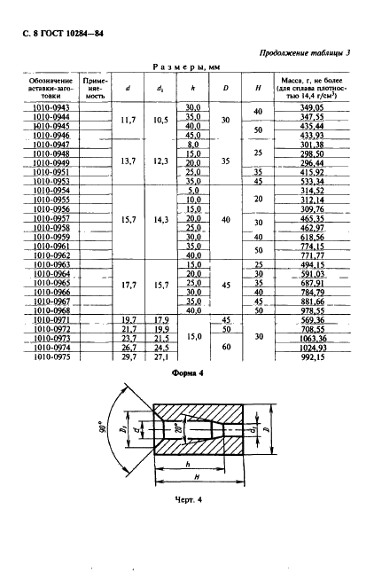 ГОСТ 10284-84 Вставки-заготовки из спеченных твердых сплавов для высадочного инструмента. Формы и размеры (фото 10 из 24)