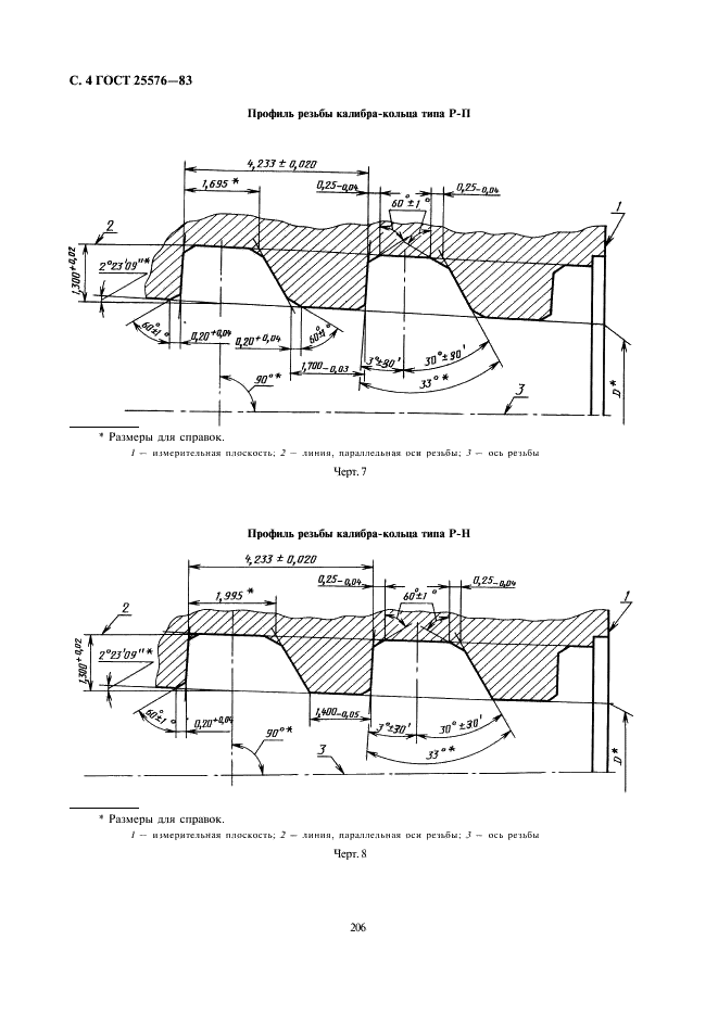 ГОСТ 25576-83 Калибры для соединений с трапецеидальной резьбой насосно-компрессорных труб и муфт к ним. Типы, основные размеры и допуски (фото 4 из 8)