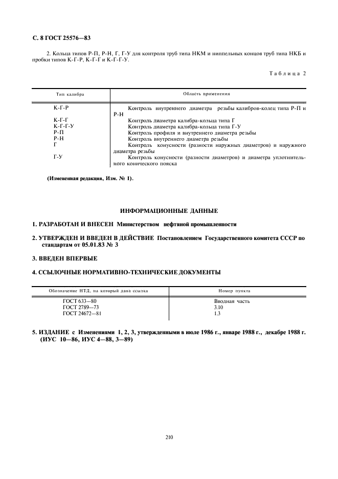 ГОСТ 25576-83 Калибры для соединений с трапецеидальной резьбой насосно-компрессорных труб и муфт к ним. Типы, основные размеры и допуски (фото 8 из 8)