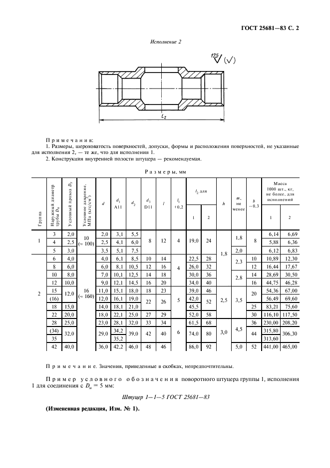 ГОСТ 25681-83 Соединения трубопроводов резьбовые. Штуцера поворотные. Конструкция (фото 3 из 4)