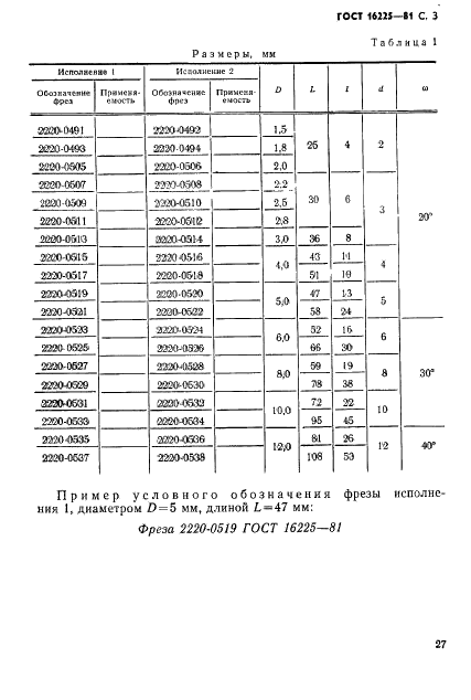 ГОСТ 16225-81 Фрезы концевые для обработки легких сплавов. Конструкция и размеры (фото 3 из 14)