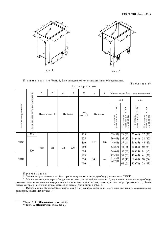 ГОСТ 24831-81 Тара-оборудование. Типы, основные параметры и размеры (фото 3 из 4)