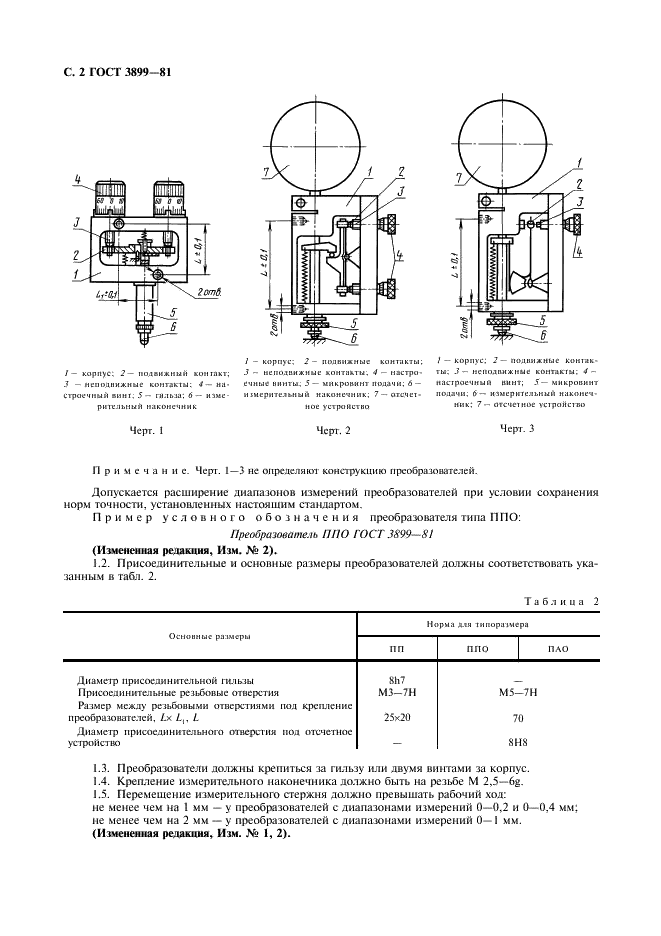 ГОСТ 3899-81 Преобразователи электроконтактные для контроля линейных размеров. Технические условия (фото 3 из 7)