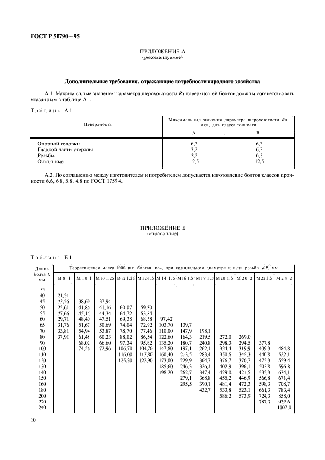 ГОСТ Р 50790-95 Болты с шестигранной головкой с мелким шагом резьбы классов точности А и В. Технические условия (фото 12 из 14)